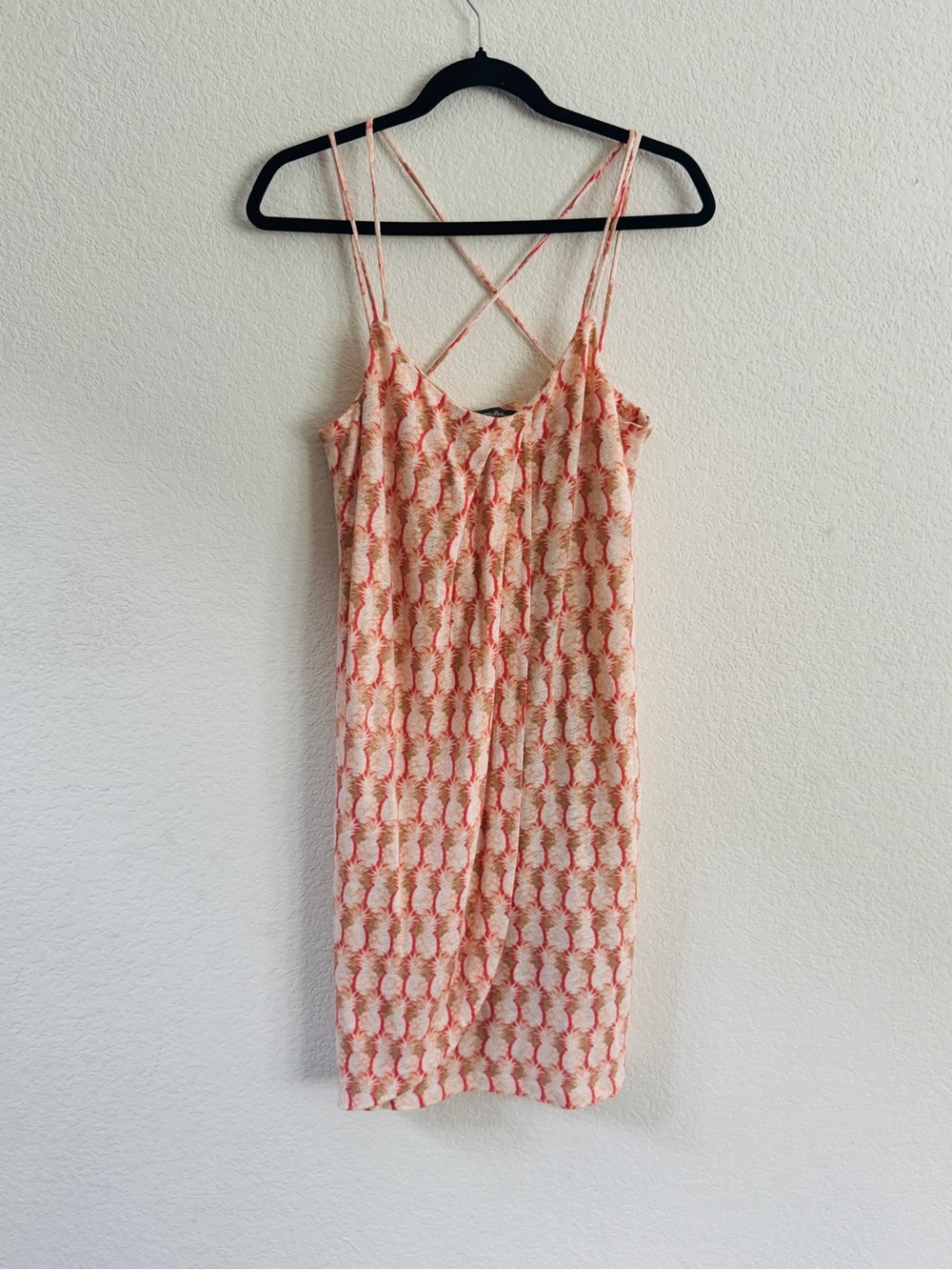 Tommy Bahama Sleeveless Pink Pineapple Slip Dress with Crisscross Back